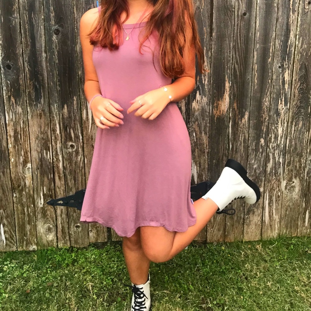 A pink knee high dress